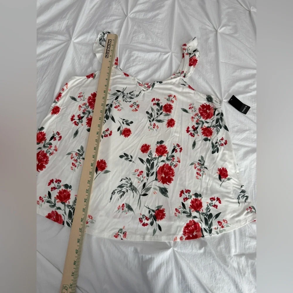 Torrid Super Soft Floral Lattice Ruffle Top women‎ 1X flutter sleeve tank nwt